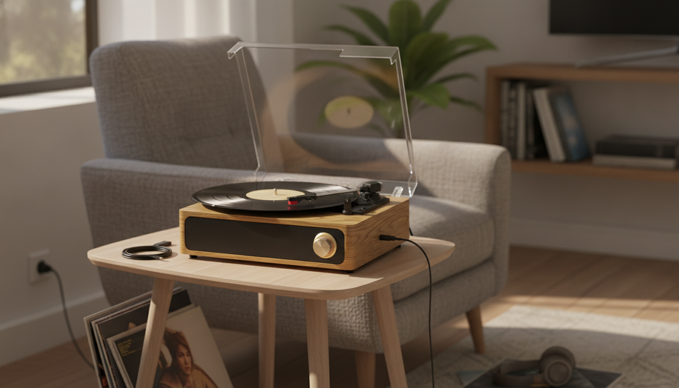 3-Speed Bluetooth Record Player: AUX, USB & RCA Setup