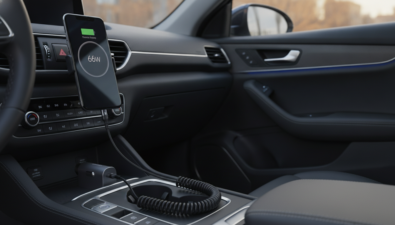 66W/5A Retractable USB-C Car Cable: Fast, Tidy Charging