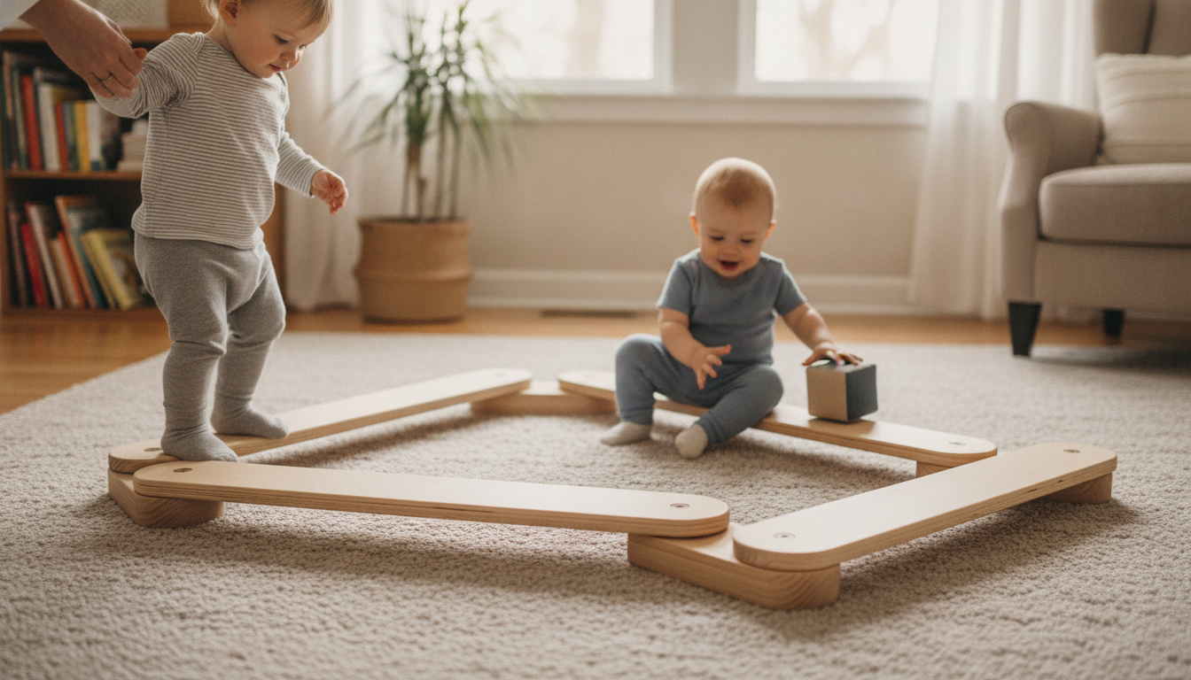 Montessori Wooden Balance Beam Stones for Toddlers