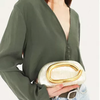 Glossy Acrylic Evening Clutch with Chain Handle